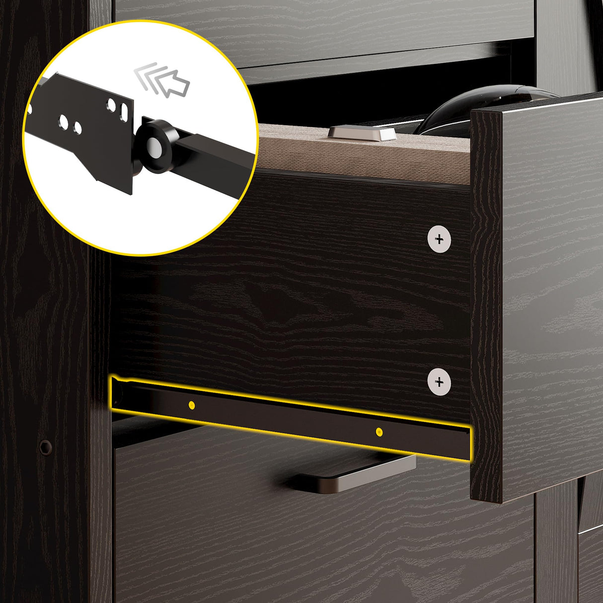 IRONCK Bookshelf with Door and 3 Drawers, 71in Tall Bookcase Shelf with 3-Tier Shelves, for Bedroom Living Room Entrance Hallway Home Office IRONCK