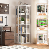Besiost 360° Rotating Corner Bookshelf – Compact White 4-Tier Storage Rack for Small Spaces Besiost