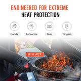Clean Grill 1472°F Heat Resistant BBQ Gloves | Fire Resistant Silicone & Aramid Fiber for Cooking, Baking, Grilling | Extra Safety, Comfort, Non-Slip Grip, Durable, Flexible, Touchscreen Compatible CLEAN GRILL EST. 2022