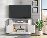 Martin Svensson Home Rustic Solid Wood Corner TV Stand, White Stain with Grey Stain Top Martin Svensson Home