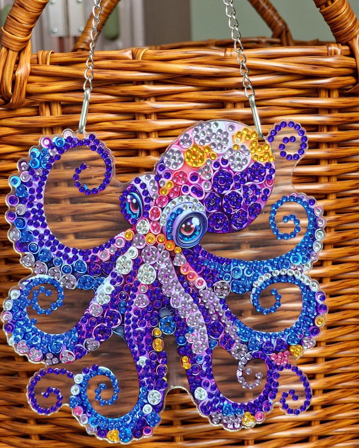 Celegoods Octopus Diamond Art Hanging Kits for Adults Beginners, Rhinestone Beads Acrylic Hanging Pendant Diamond Painting Dots Art Small Kits Hanging Decor, DIY Craft for Home Garden Decor Celegoods
