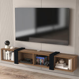 Atelier Mobili Floating TV Stand 75 Inch, Wall Mounted Entertainment Center, Shelf for Under TV, Console, Walnut ATELIER MOBILI THE LEADER OF THE INTERCHANGEABLE FURNITURE