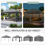 EROMMY 10 x 13 Patio Gazebo, Outdoor Waterproof Gazebo with Mosquito Netting, Sturdy Metal Canopy Gazebos with Double Air Roofs, Outdoor Tent for Backyard/Deck, Gray EROMMY