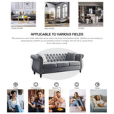 ATUMON 2 Piece Chesterfield Velvet Combination Sofa for Living Room,3-Seater and Loveseat Sofa Set Tufted Couch with 4 Pillows,Rolled Arms and Nailhead for Living Room, Bedroom, Office Grey ATUMON