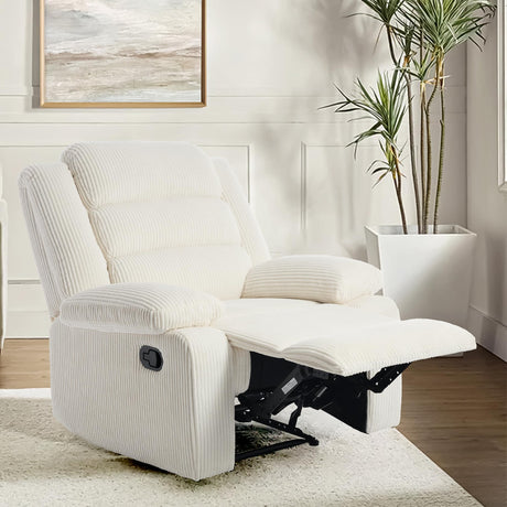 Recliner Chair Corduroy Recliners Sofa with Armrests & Backrest for Living Room, Bedroom, Nursery Push Back Armchair for Adults (Beige, Set of 1) DREAMSIDEA