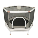 Square House Kids Trampoline, Aesthetic Indoor and Outdoor Toddler Trampoline with Safety Net, Basketball Hoop, 220lb Capacity, Ultra Safe No-Gap Design, Gifts for Boys & Girls (Sand, 5 FT) Square House