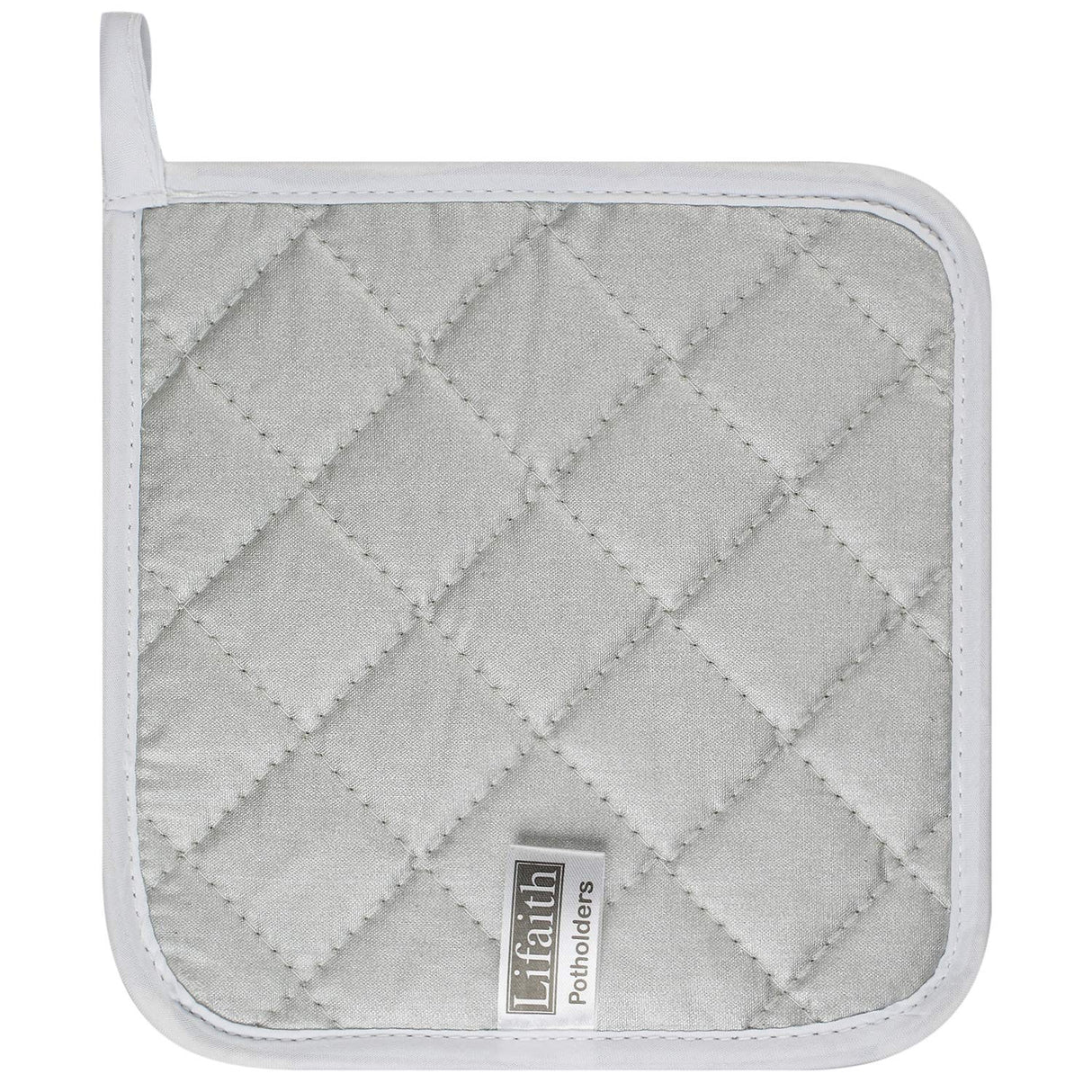 100% Cotton Kitchen Everyday Basic Terry Pot Holder Heat Resistant Coaster Potholder for Cooking and Baking Set of 5 White Lifaith