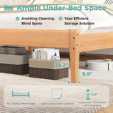 MORDEER Solid Wood Queen Bed Frame, Malaysian Oak Platform Bed with Ladder Headboard, Modern Bedframe with Elevated Bed Legs, No Box Spring Needed, Noise-Free, Queen Size, Rustic Pine MORDEER