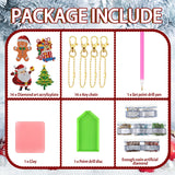 Equsion 14 Pcs Diamond Art Christmas Ornaments Christmas Diamond Painting Keychains Kits 5d DIY Hanging Double Sided Diamond Art Key Ring Painting Key Chain Family Decor Rhinestone Pendant Equsion