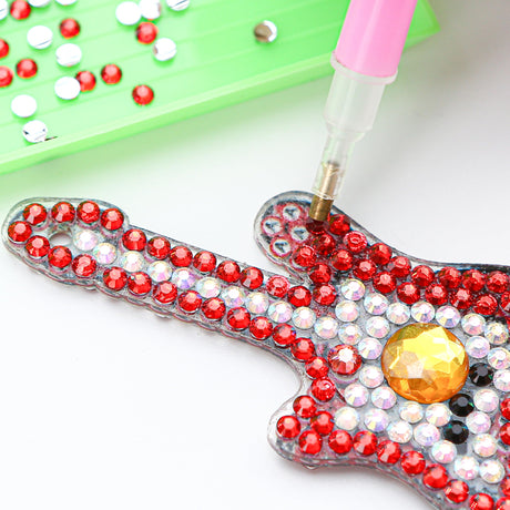 Guitar Shaped Diamond Painting Keychains DIY Craft Kit Set, 5D Colorful Decorative Accessory Ornament, Crystal Gem Small Art Full Drill, Special Accessories for Ring Backpack Shoulder Bag for Adults BuleVina