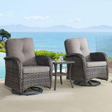 HUMMUH 5-Piece Patio Furniture Wicker Outdoor Conversation Set,All-Weather Rattan Swivel Chairs Bistro Set with Loveseat Coffee Table for Backyard,Poolside,Deck(Brown/Grey) HUMMUH