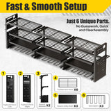 STURDIFLOW Large 49''W Power Tool Organizer Wall Mount | 620lbs Garage Storage Rack with 12 Cordless Drill Holder | 4-Tier Heavy Duty Utility Shelf for Battery Workshop Organization STURDIFLOW