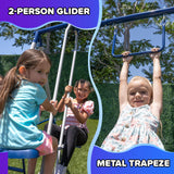 Sportspower Arcadia Star Burst Swing Set: Outdoor Heavy-Duty Metal Playset for Kids Aged 3-8 with LED Light Up Slide, Swings & Trapeze Sportspower