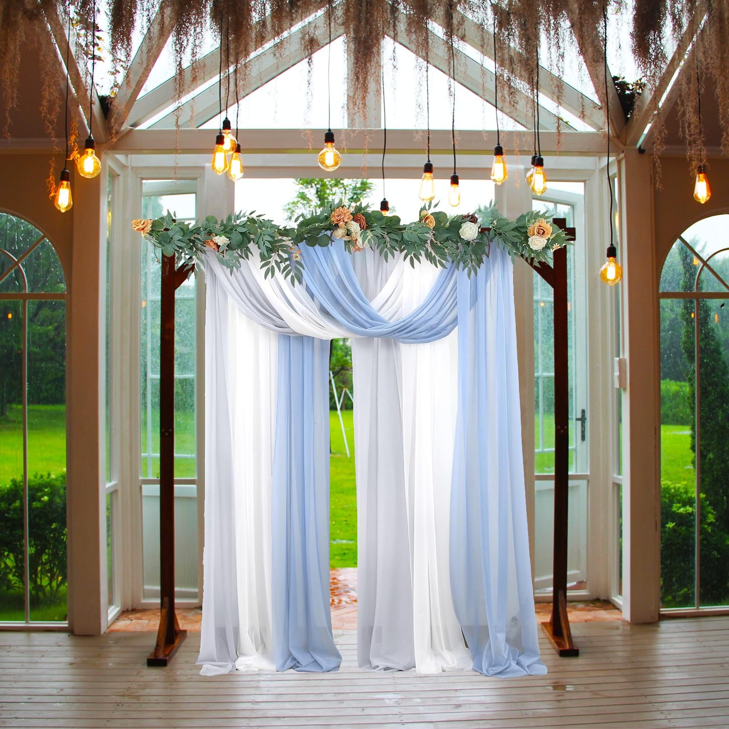 THORISE 7.3FT Wooden Wedding Arch Stand Square Wood Arch Wedding Arbor for Ceremony Party Proposal Scene Garden - WoodArtSupply