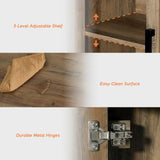 WAMPAT Farmhouse TV Stand for TVs up to 85 Inch, Rustic Wood Entertainment Center & Media Console with 6 Storage Doors, Accent Cabinet for Living Room, Hallway, Rustic Brown WAMPAT