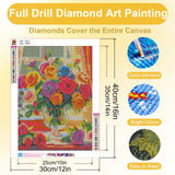 Ycydilirab Flower Diamond Art Kits for Adults-Diamond Paintings for Adults,Flowers DIY Gem Art for Adult Perfect for Relaxation and Home Wall Decor 12x16inch Ycydilirab