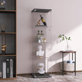 LFT HUIMEI2Y Glass Display Cabinet 4-Shelf with Door and Lock, Curio Cabinets Upgraded Quick-Install Style Tempered Glass Floor Standing Bookshelf for Bedroom, Living Room 65”x 17”x 14” Black LFT HUIMEI2Y