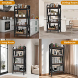 Bakers Rack with 4-Tier Adjustable Wood Shelves, Heavy-Duty Metal Frame Kitchen Shelf Organizer, Microwave Stand for Kitchen, Living Room, Apartments, 25.6" Wider Sailret