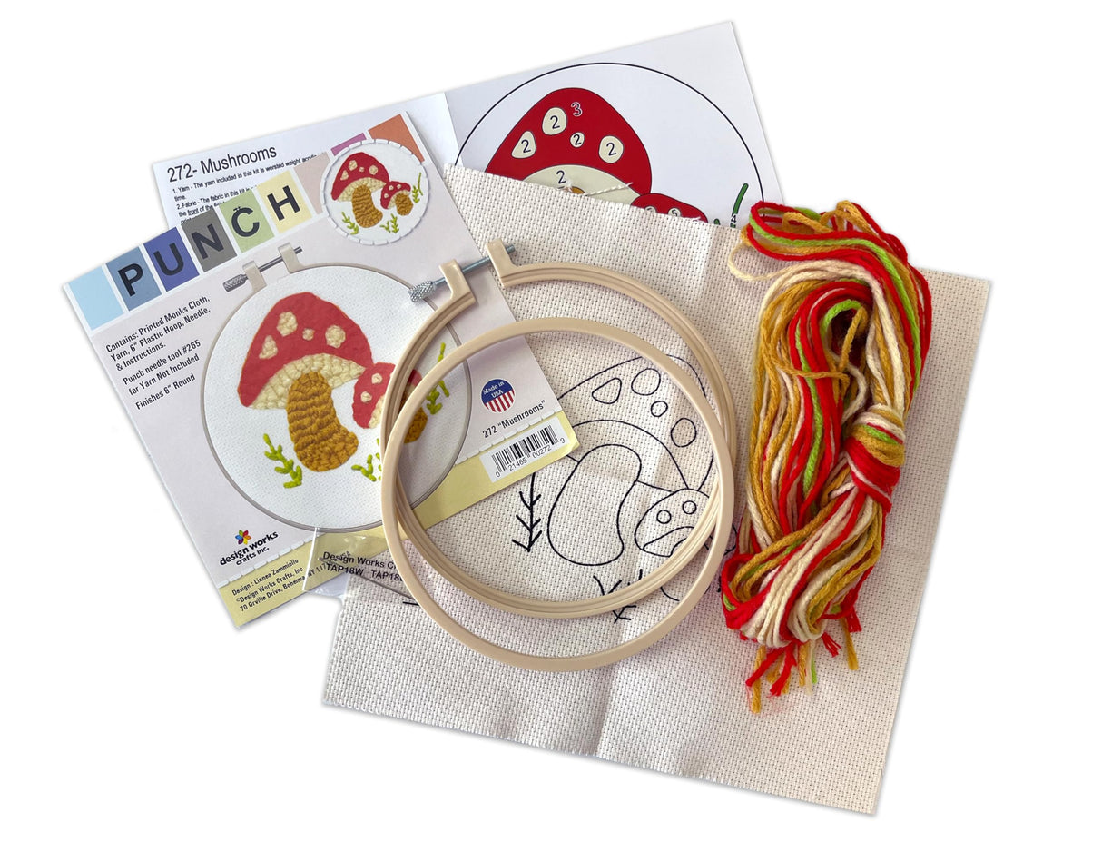 Design Works Crafts Inc. Mushroom Punch Needle Kit, Multi Design Works Crafts Inc.