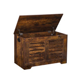 DINZI LVJ Storage Chest, Flip-Top Wooden Toy Box with 2 Safety Hinges, Retro Entryway Shoe Bench, Sturdy Large Storage Trunk for Living Room, Bedroom, Toddler Room, Easy Assembly, Rustic Brown DINZI LVJ