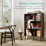 Best Choice Products 3-Tier Mid-Century Modern Wooden Bookcase, 6-Cube Organizer for Nursery, Kids Room, Living Room, w/Removable Back Panels, Pine Legs - Brown Best Choice Products