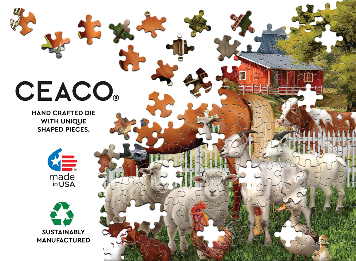 Ceaco - Tom Wood - Farm Animal Friends - 300 Oversized Piece Jigsaw Puzzle Ceaco