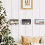 STO STO Floating Bookshelves for Wall, 4-Pack Invisible Wall-Mounted Bookshelves, Multifunctional Walls Shelves for Bedroom, Office and Library, White STO STO