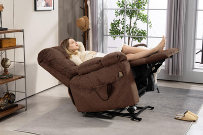 REHOUSING Oversized Power Lift Recliner Big Man 400lbs, Extra Wide Recliner Chair with Lifts Vertically for Elderly, Features Cup Holder, Heat and Massage, Zero Gravity Lay Flat for Adults (Brown)