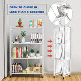 Lifetime Home 4-Tier Foldable Storage Shelf with Wheels - Metal Collapsible Shelving Unit Display, Rolling Cart for Books Kitchen Storage Shelves, Pantry & Closet Organizer, Office Room Decor - White Lifetime Home