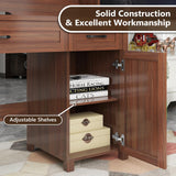 Farmhouse 47" Executive Desk, Computer Desk with Storage Cabinet and Drawers, Workstation Computer Desk with Hutch for Home Office Vabches