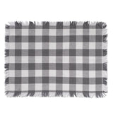 DII Heavyweight Fringed Check Tabletop Collection, Placemat Set, 13x19, Gray, 6 Piece DII
