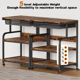 EasyCom 23.6''x18.9'' Extra Large Printer Stand with Drawer, 5-Adjustable Heights 3 Tier Printer Table with Wheels, Rolling Printer Cart with Storage for Printer Scanner Fax Home Office Use EasyCom