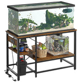 Bestier 55 Gallon Fish Tank Stand with Power Outlet, 49x13 Metal Aquarium Stand, 6-Leg Long Reptile Tank Stand with 3-Tier Adjustable Storage Shelves, 700LBS Capacity Bestier