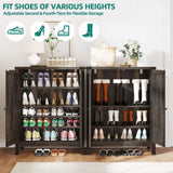 YITAHOME Shoe Cabinet with Doors, Farmhouse 5-Tier Shoe Storage Cabinet for Entryway, Large Capacity Wooden Shoes Rack Organizer for Entryway/Hallway/Closet, Dark Rustic Oak YITAHOME
