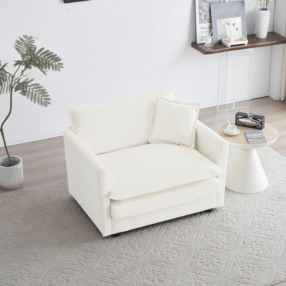 Tmsan 2 Piece Chenille Cloud Couches Set, Modern Deep Seat Loveseat and Single Sofa Chair Set Living Room Furniture Set for Bedroom Apartment Office Tmsan