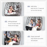 BLUEXYARD Extra Large Double Hanging Egg Chair with Stand, 2 Person Outdoor Indoor Swing Chair, 700 Lbs Heavy‑Duty Wicker Hammock Loveseat with Cushion for Patio Balcony Backyard, Dark Gray BULEXYARD