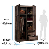 Sauder Miscellaneous Storage Wardrobe, L: 40.0" x W: 19.45" x H: 71.1", Reclaimed Pine Finish Sauder