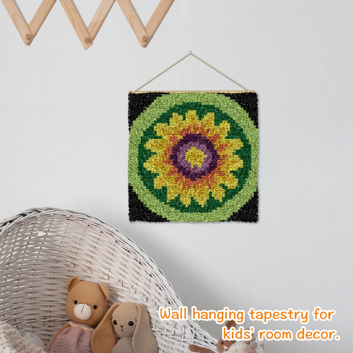 YP Sunflower Latch Hook Rug Kit for Adults & Kids - 12x12 Inch DIY Craft Crochet Rug, Beginner-Friendly Art Project for Home Decor, Easy-to-Make Needlecraft Kit YP