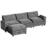 Homall 119" Modular Sectional Sofa, L Shaped Sofa Couch with Reversible Ottoman, DIY Combination Chenille Deep 3-Seat Cloud Couch for Living Room, Apartment (L Shaped Sofa, Grey) Homall