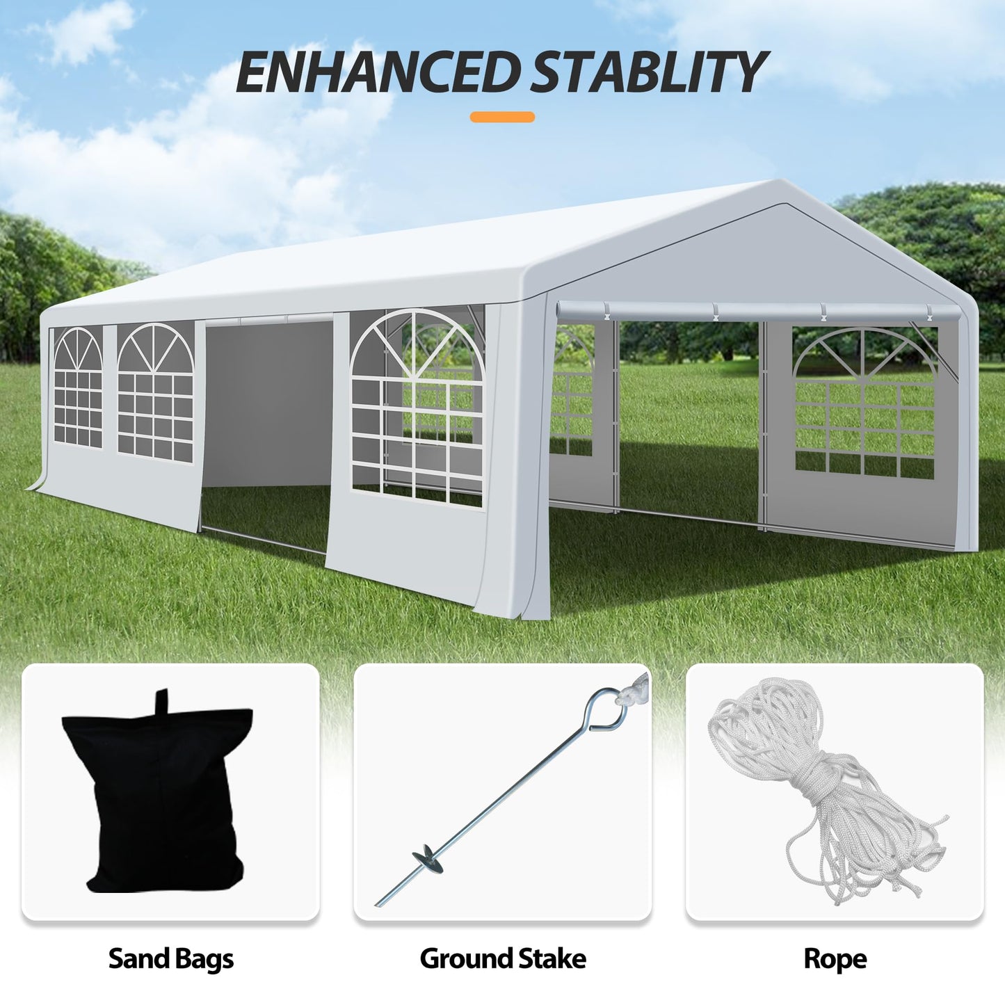 Raysfung 20' x 30' Party Tent Heavy Duty, Wedding Tent with Removable Sidewalls, Outdoor Gazebo Event Shelters Canopy for Birthday Party