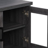 CorLiving Dark Gray Engineered Wood TV Stand w/Glass Cabinets for TVs up to 95" CorLiving