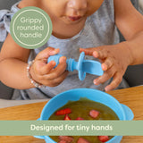 UpwardBaby Self Feeding Spoons with Anti-Choke Barrier – Silicone Utensils for 4 Months+ – Baby Led Weaning Silicone Spoon - Feeding Supplies UpwardBaby