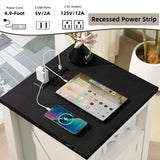 Joaxswe Nightstand with Charging Station and USB Port, Farmhouse Night Stand with 2 Drawers and Shelf Storage, Wooden Side End Table, Bedside Cabinet for Bedroom, Living Room, Closet, Office (White) Joaxswe