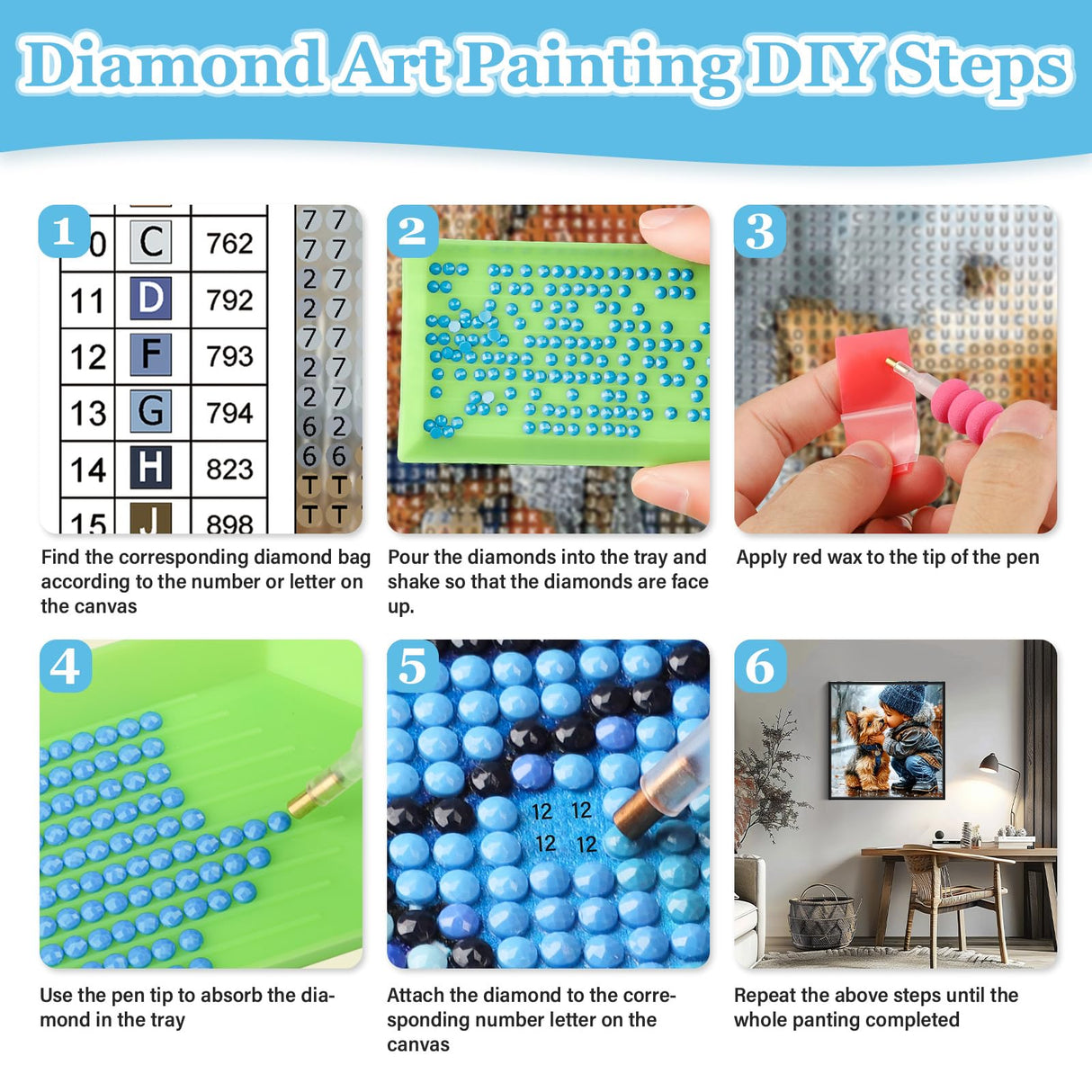 MAXBYE Diamonds Painting Kits for Adults, Cute Dog and Its Partner Diamond Art Kit for Beginners, DIY Animal Dog Round Full Diamond Gems Create Wall Art Decorations and Gifts 12x12 inch MAXBYE