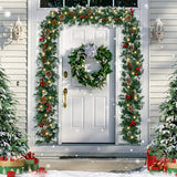 9 FT Christmas Garland with Lights,Battery Operated Lighted Garland with Pine Cones Red Berries Lush Branches,50 LED Lights 8 Modes,Christmas Decor Mantle Fireplace Indoor Outdoor Home Beinhome