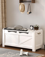 Hzuaneri 39.4" Storage Bench, Storage Chest, Lift-Top Storage Trunk with 2 Safety Hinges, Wooden Storage Box Chest Organizer for Bedroom, Entryway, Living Room, White SB04503X Hzuaneri