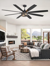 Farmhouse Ceiling Fans with Lights and Remote, 72 Inch Grey Industrial Caged Ceiling Fans for Bedroom Living Room Kitchen, 6 Speed Reversible Quiet DC Motor, Dual Finish 8 Blades Fanbulous