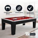 Hathaway Mirage 7.5 Ft Heavy Duty Pool Table – Includes Cue Sticks, Billiard Balls, Brush – Perfect for Professional and Family Billiards Games Room – Red Felt with Wood Finish Hathaway