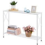 Tajsoon Console Table 41.8”, 2-Tier Entryway Table Narrow Sofa Table with Shelves, Entrance Table with Stable X-Frame, for Entryway, Hallway, Living Room, Foyer, Corridor, Office, White Tajsoon