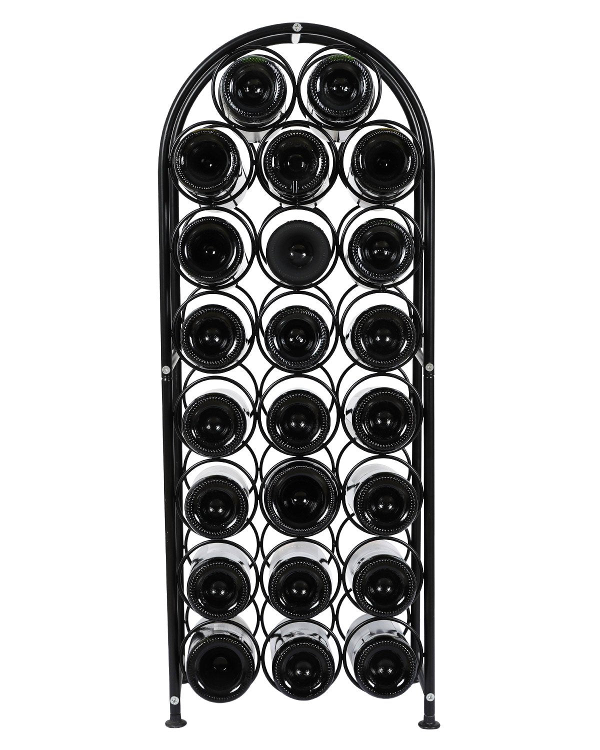 PAG 23 Bottles Arched Freestanding Floor Metal Wine Rack Wine Bottle Holders Stands, Black PAG